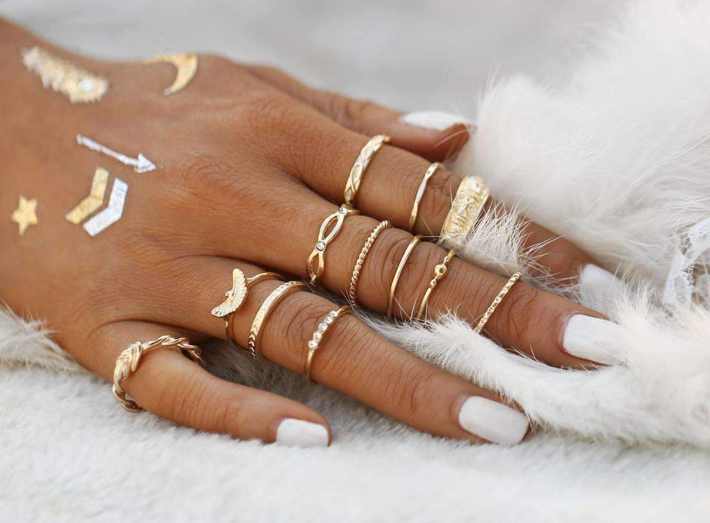 Golden Ring Set – Conjunto de Anéis Dourados - Estilo e sofisticação
