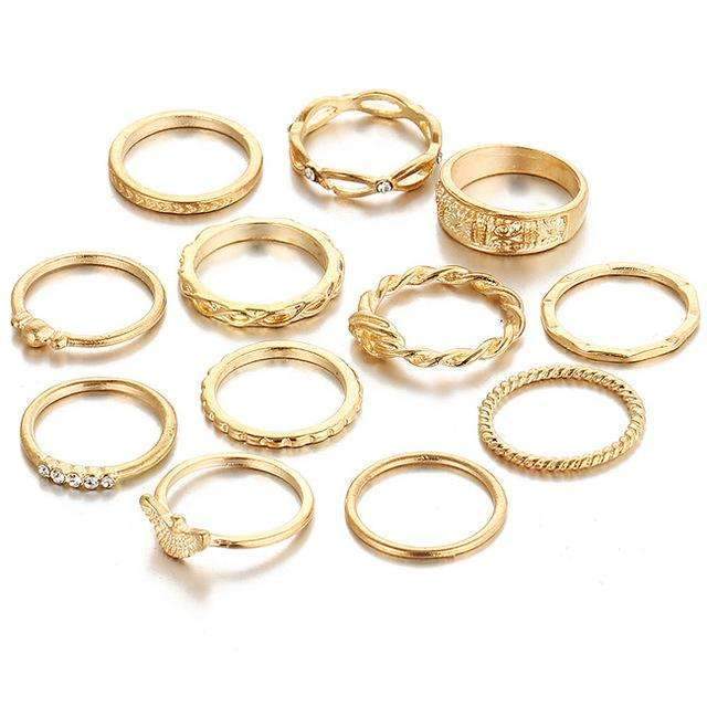 Golden Ring Set – Conjunto de Anéis Dourados - Estilo e sofisticação