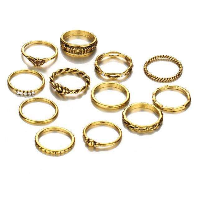 Golden Ring Set – Conjunto de Anéis Dourados - Estilo e sofisticação