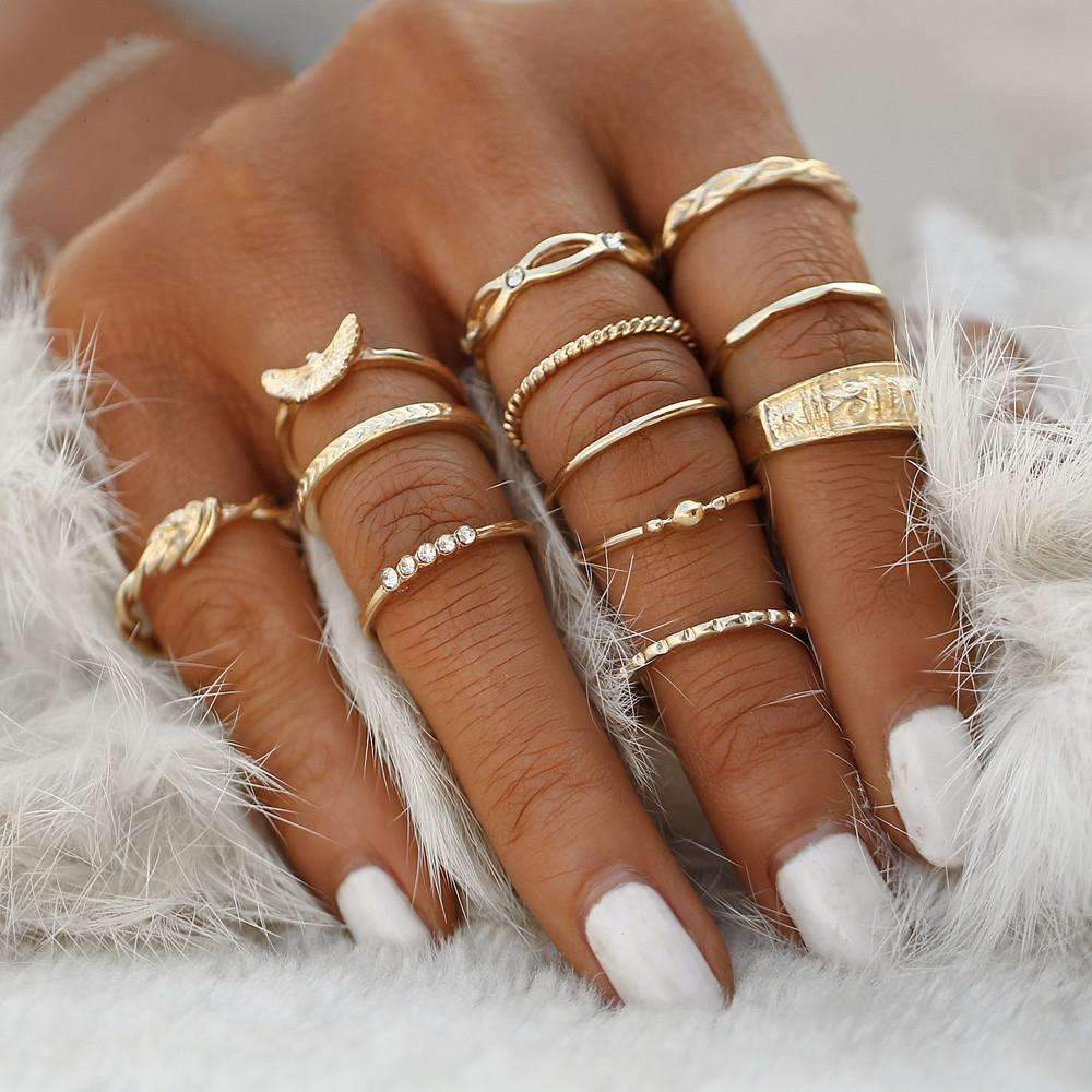 Golden Ring Set – Conjunto de Anéis Dourados - Estilo e sofisticação