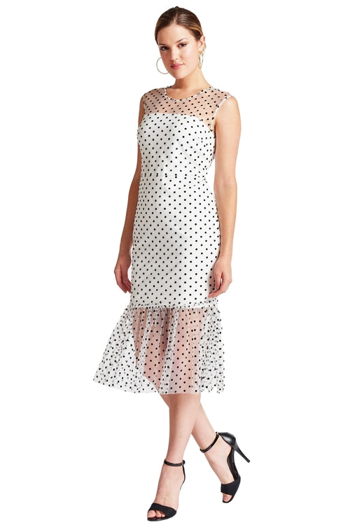 Vestido Midi Poa Preto & Brancoem Tule - Elegância Atemporal