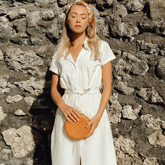 Vestido Midi em Linho Off White - Elegância Natural e Atemporal