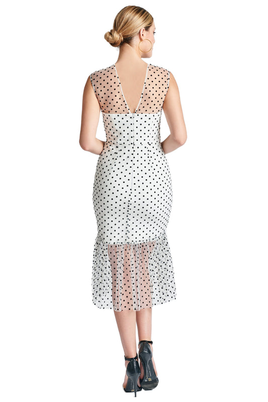 Vestido Midi Poa Preto & Brancoem Tule - Elegância Atemporal